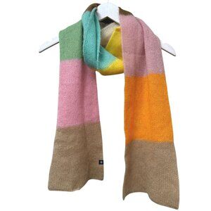 GAP Mohair Wool Scarf Pastel Multicolor Stripe Soft Women Winter Accessory 78"l